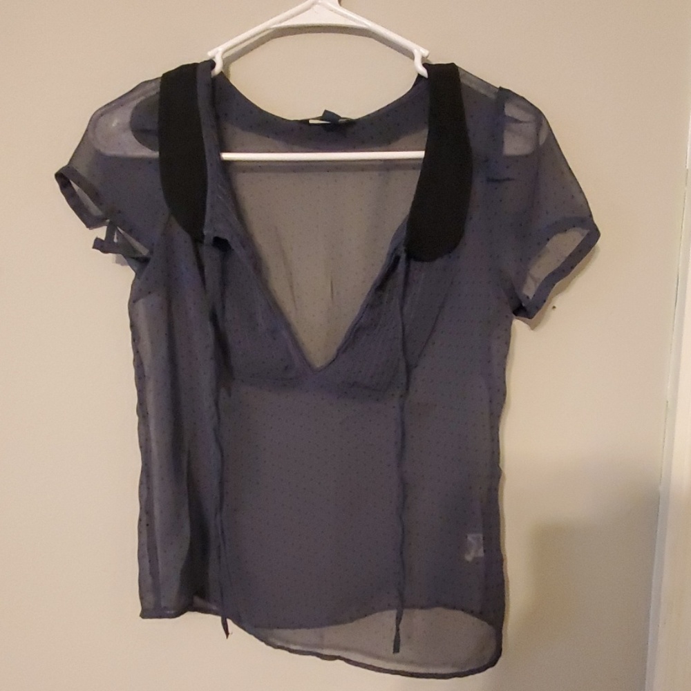 Sheer pokadot dark blue/purple blouse